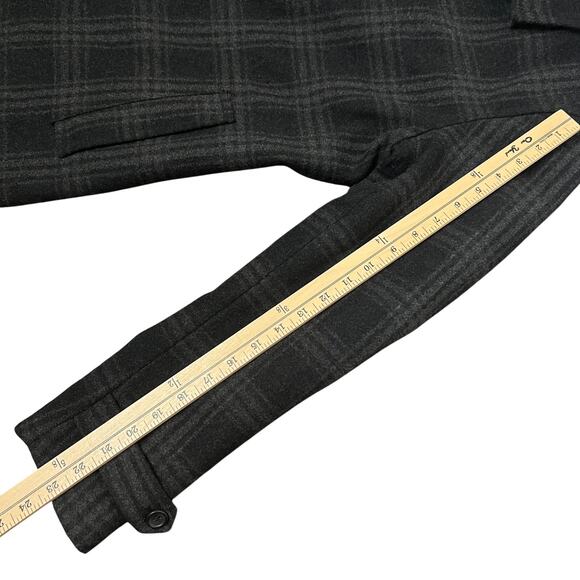 Banana Republic Factory Wool Blend Windowpane Plaid Men’s Pea Coat Size S - Picture 10 of 12